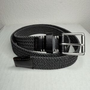 COLE HAAN Tubular Stretch Web Belt Black Gray Size Medium 35mm F11269